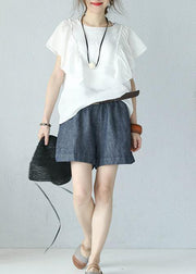 Modern ruffles sleeve linen Tunic Inspiration white top summer - bagstylebliss