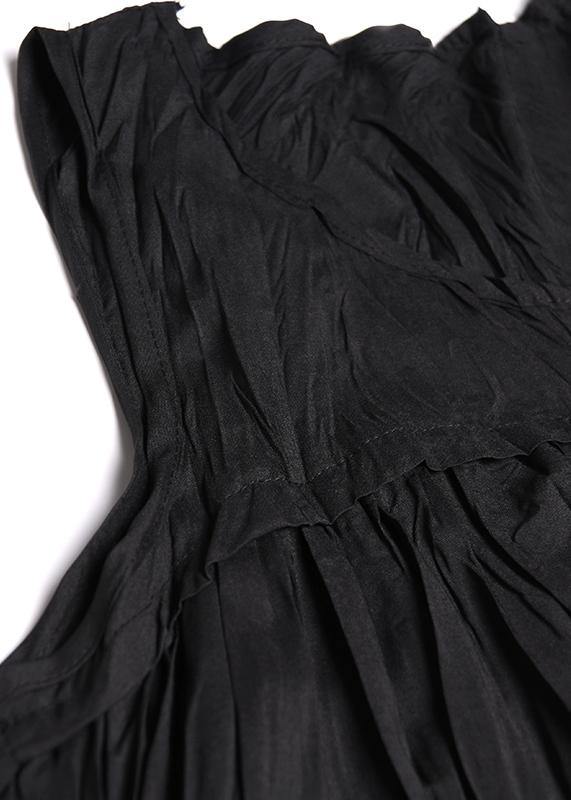 Modern sleeveless Cinched cotton summer dress Fabrics black Maxi Dresses - bagstylebliss