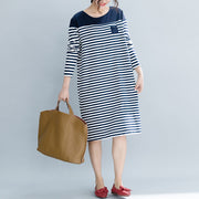 Modern striped Cotton Tunics Boho Fashion Ideas pockets cotton Dress