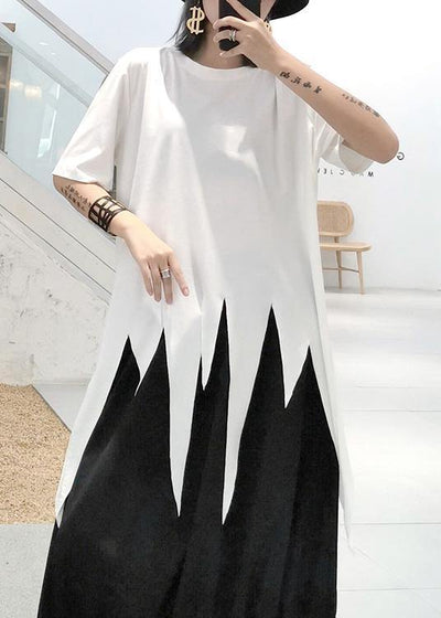 Modern white Shirts o neck asymmetric summer tops - bagstylebliss