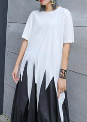 Modern white Shirts o neck asymmetric summer tops - bagstylebliss