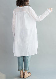 Modern white cotton clothes For Women v neck Art summer shirts - bagstylebliss
