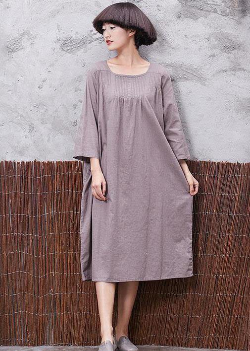 Modern Cinched linen cotton clothes For Women Shirts khaki Dress summer - bagstylebliss