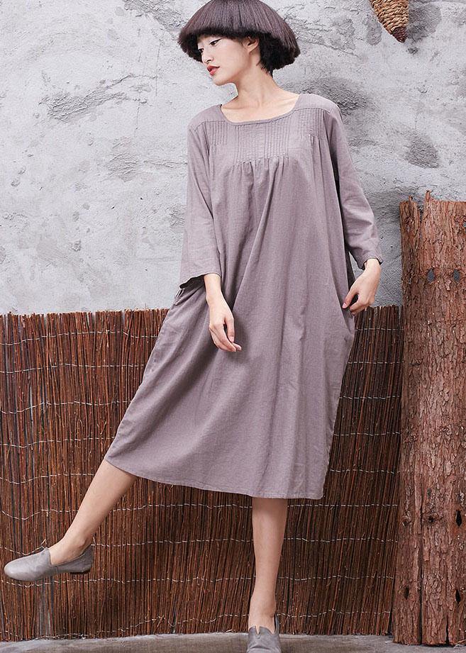 Modern Cinched linen cotton clothes For Women Shirts khaki Dress summer - bagstylebliss