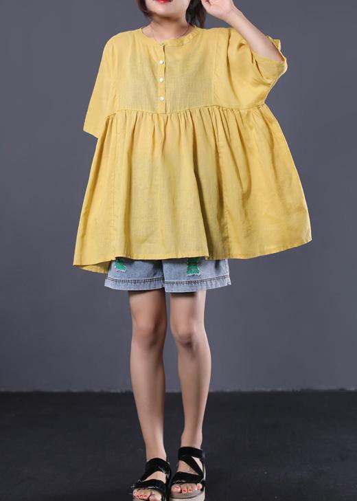 Modern yellow cotton clothes For Women Photography Cinched summer blouses - bagstylebliss