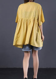 Modern yellow cotton clothes For Women Photography Cinched summer blouses - bagstylebliss