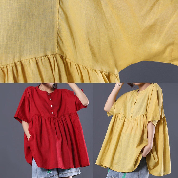 Modern yellow cotton clothes For Women Photography Cinched summer blouses - bagstylebliss