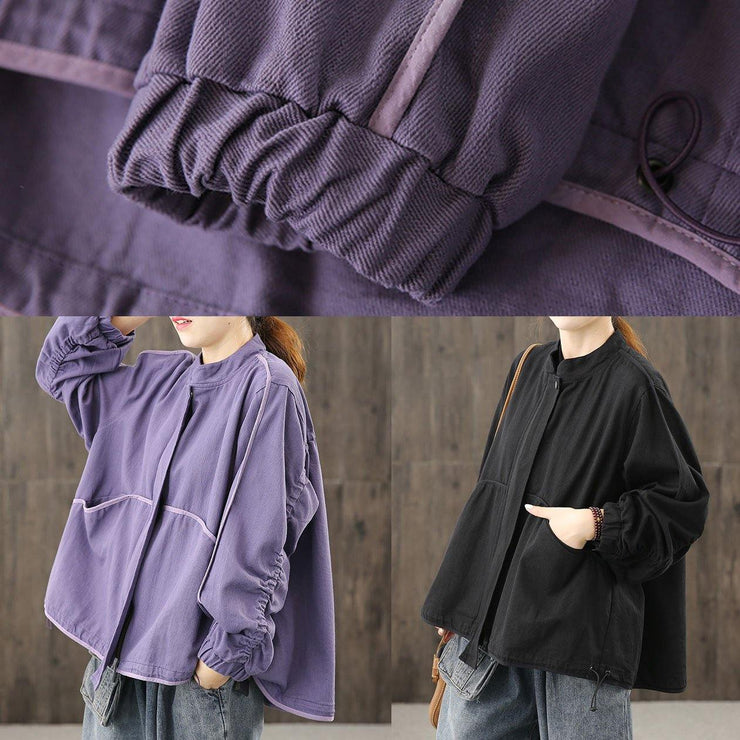 Modern zippered pockets crane tops Work Outfits purple top - bagstylebliss