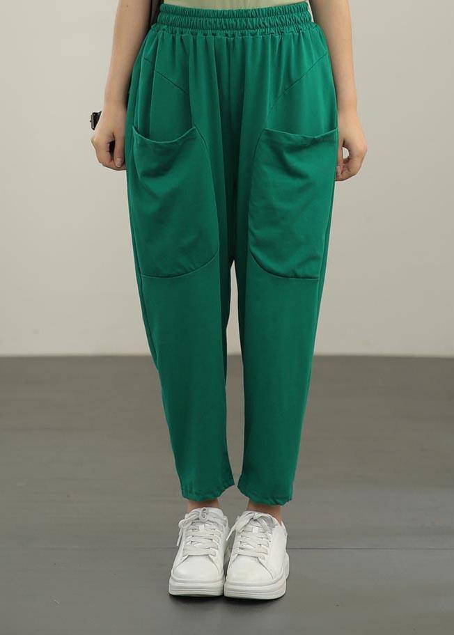 Modern Green Elastic Waist Harem Summer Pants - bagstylebliss