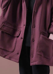 Mulberry Loose Pockets Button Fall Sweatshirt Coat