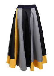 Multicolor Patchwork A-Line Elegant Long Skirt - bagstylebliss