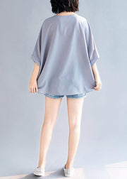 Mu o neck Batwing Sleeve chiffon For Women Outfits gray tops Summer - bagstylebliss