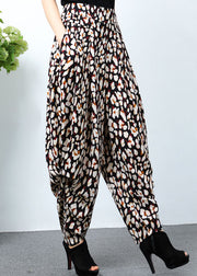 Natural Black Apricot Leopard Pockets lantern Pants Spring