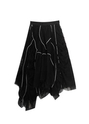 Natural Black Cinched Striped  Skirts Summer - bagstylebliss