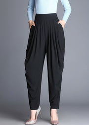 Natural Black Loose wrinkled Harem Fall Pants