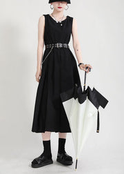 Natural Black O-Neck A Line Sleeveless Summer Long Dresses - bagstylebliss