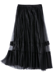 Natural Black Sequins Tulle Tiered Fall Skirt