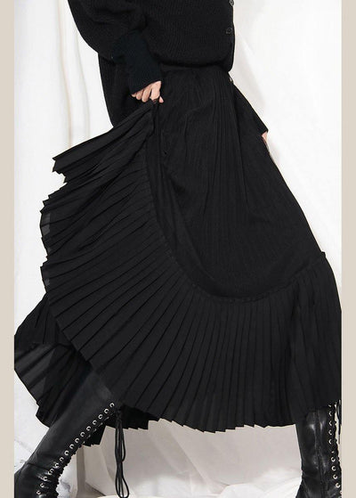 Natural Black Tulle Patchwork Out Summer Pleated Skirts - bagstylebliss