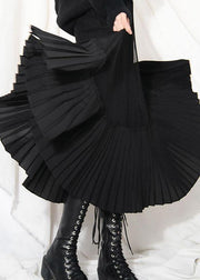 Natural Black Tulle Patchwork Out Summer Pleated Skirts - bagstylebliss