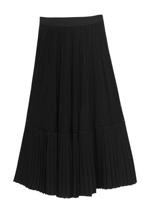 Natural Black Tulle Patchwork Out Summer Pleated Skirts - bagstylebliss