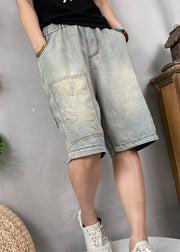 Naturblau Bestickte Jeansshorts Summer