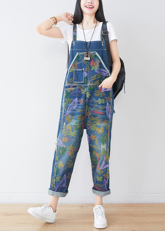 Natürlicher blauer Cowboy-Overall mit Lochdruck und Taschen Frühling