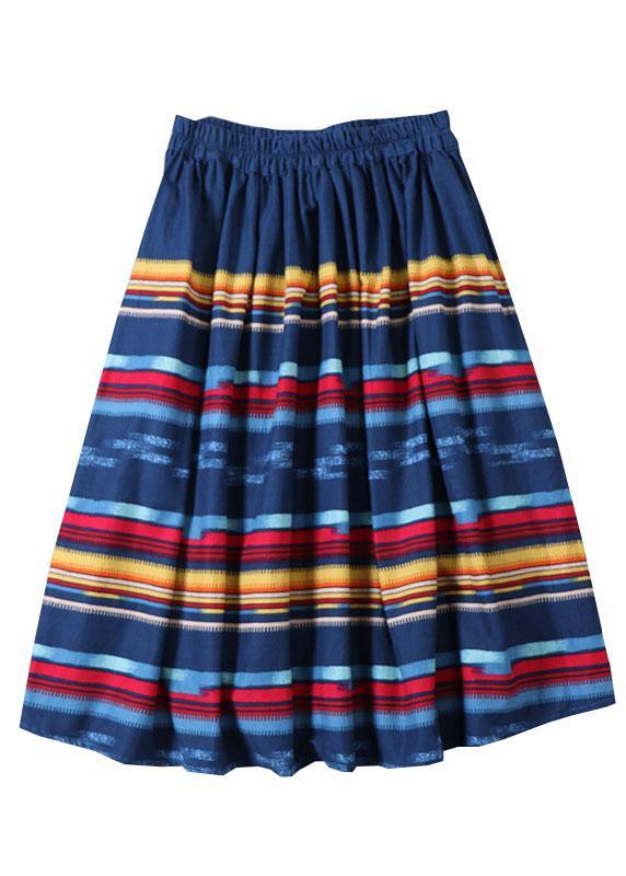 Natural Blue Pockets Wrinkled A Line Fall Skirts - bagstylebliss