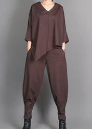 Natural Chocolate Pockets lantern Pants Spring