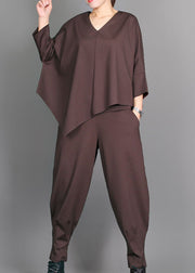 Natural Chocolate Pockets lantern Pants Spring