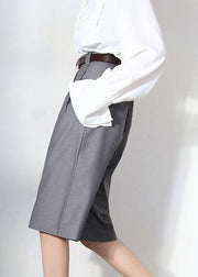 Natural Grey tunic Pockets wide leg Pants Spring