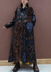 Natural Lapel Patchwork Spring Clothes Fashion Ideas Black Sequined Maxi Dress - bagstylebliss