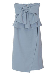 Natural Royal Blue High Waist Cinched Ruffles Skirts - bagstylebliss