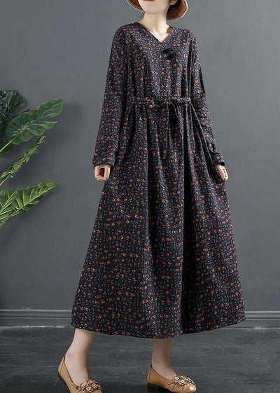 Natural V Neck Clothes For Women Fashion Ideas Navy Print Maxi Dresses - bagstylebliss