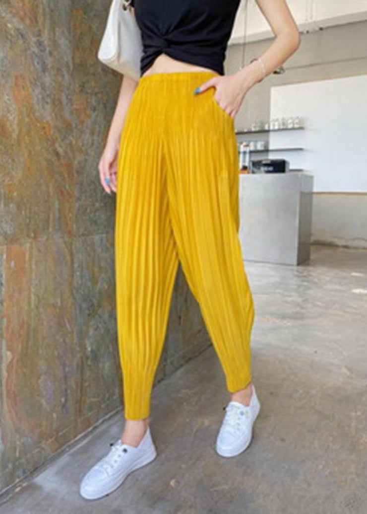 Natural Yellow Chiffon Harem Pants Summer - bagstylebliss