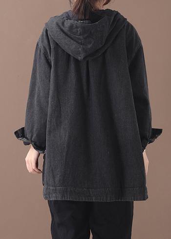 Natural black Plus Size tunic pattern Tutorials side open hooded coat - bagstylebliss