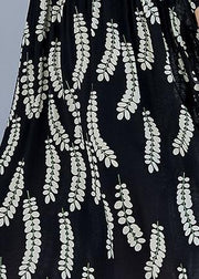 Natural black prints cotton Tunics v neck A Line summer Dresses - bagstylebliss