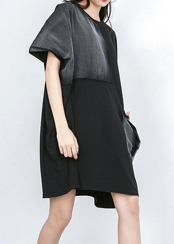 Natural cotton clothes Fine Summer Round Neck Half Sleeve Fashion Dress - bagstylebliss