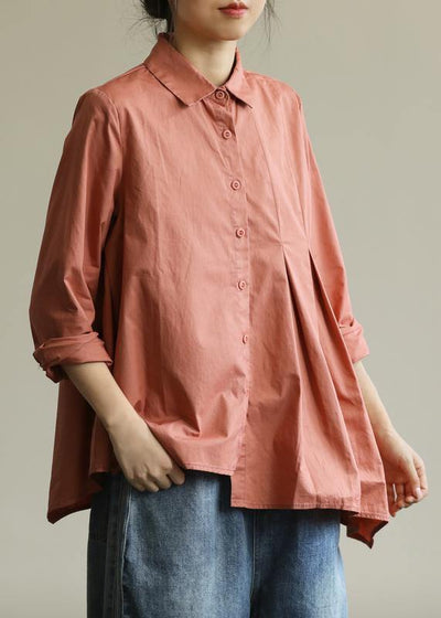 Natural lapel asymmetric top Wardrobes orange blouse - bagstylebliss