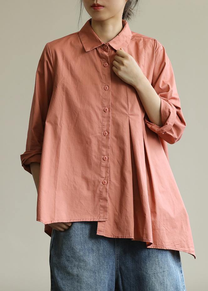 Natural lapel asymmetric top Wardrobes orange blouse - bagstylebliss