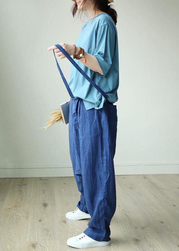 Natural linen crane Korea Casual Personality Vertical Grain Loose Jumpsuit - bagstylebliss