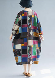 Natural multicolor linen Wardrobes o neck pockets long Dress - bagstylebliss