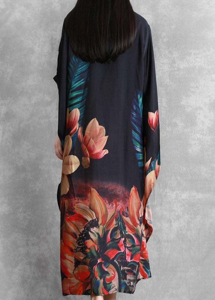 Natural o neck Batwing Sleeve summer dresses black print Dresses - bagstylebliss