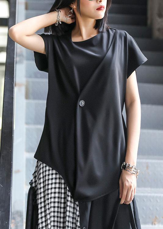 Natural o neck tie waist Blouse Neckline black shirt - bagstylebliss