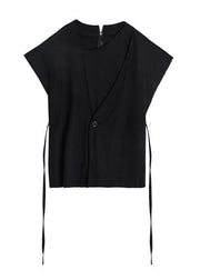 Natural o neck tie waist Blouse Neckline black shirt - bagstylebliss