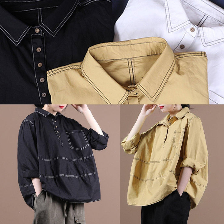 Natural yellow clothes lapel baggy Midi blouse - bagstylebliss