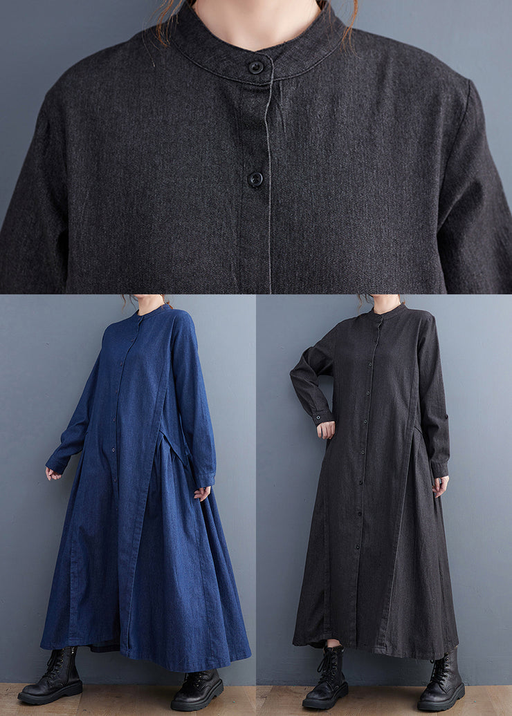 Navy Patchwork Denim Long Dress Oversized Exra Large Hem Fall