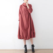 New 2024 fall dresses pink baggy maxi dress caftans oversized gown high neck