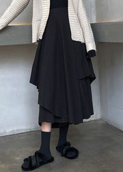 New Black Asymmetrical High Waist Patchwork Cotton Skirts Fall