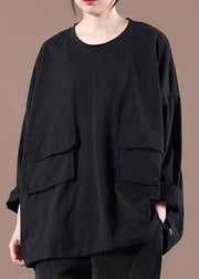 New Black O-Neck Pockets Sweatshirt Streetwear - bagstylebliss
