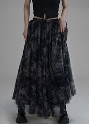 New Black Print Elastic Waist Tulle Skirt Summer